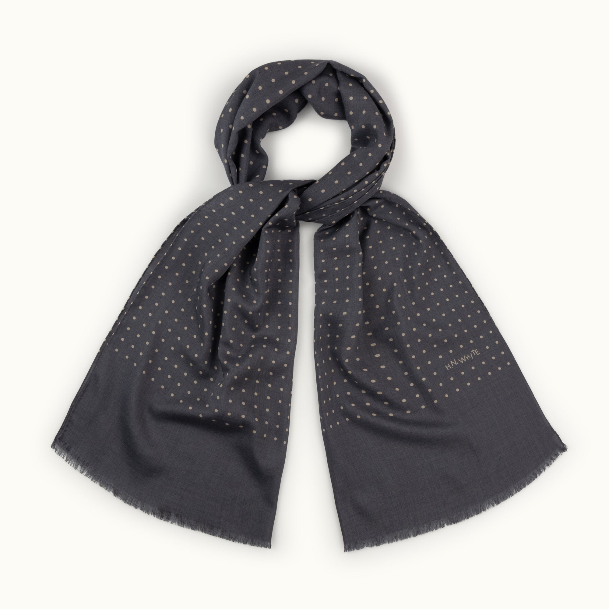 Dark Grey Spotted Print Scarf