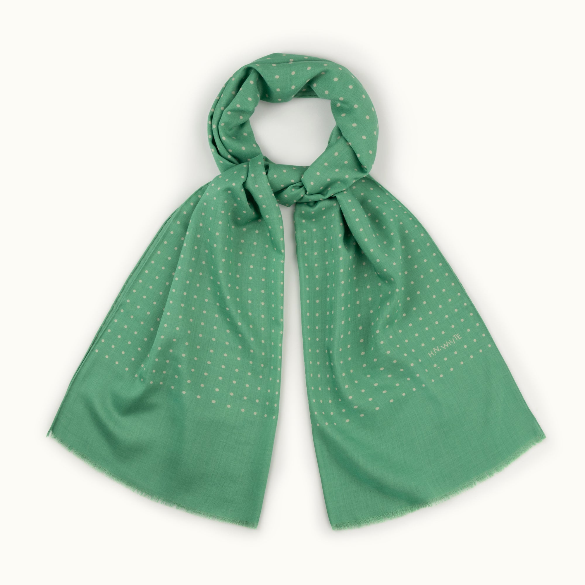 Almond Green Spotted Print Scarf