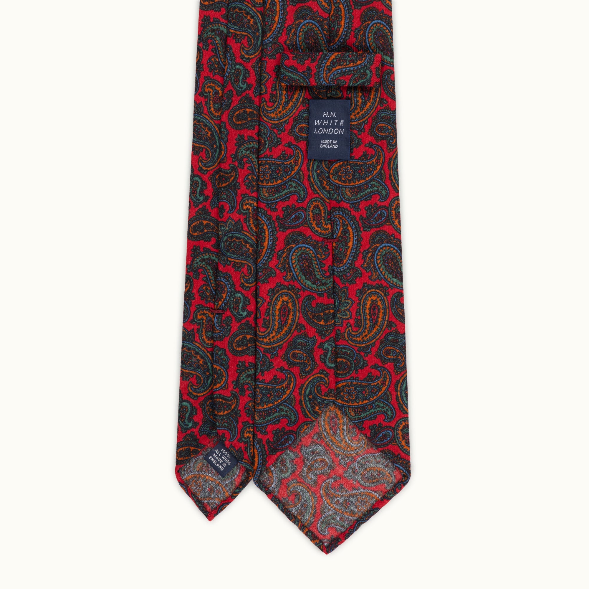 Red Paisley Wool Challis Tie